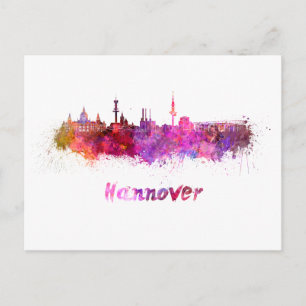 Skyline von Hannover in Aquarellfarben Postkarte