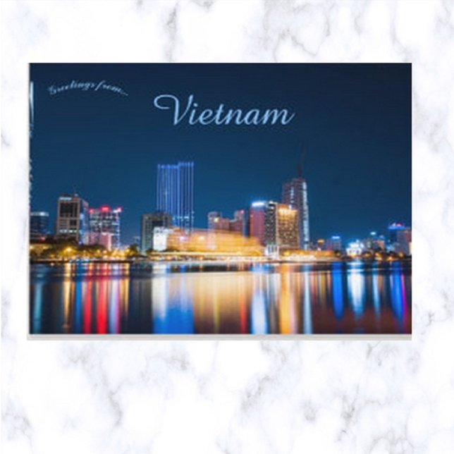 Skyline von Ho Chi Minh City bei Nacht Postkarte (Von Creator hochgeladen)