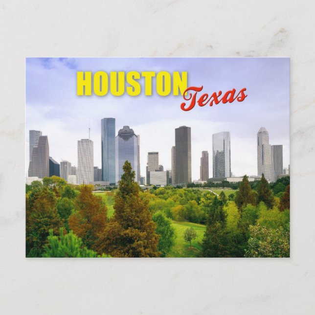 Skyline von Houston, Texas Postkarte (Vorderseite)