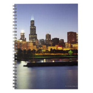 Skyline von im Stadtzentrum gelegenem Chicago an Notizblock