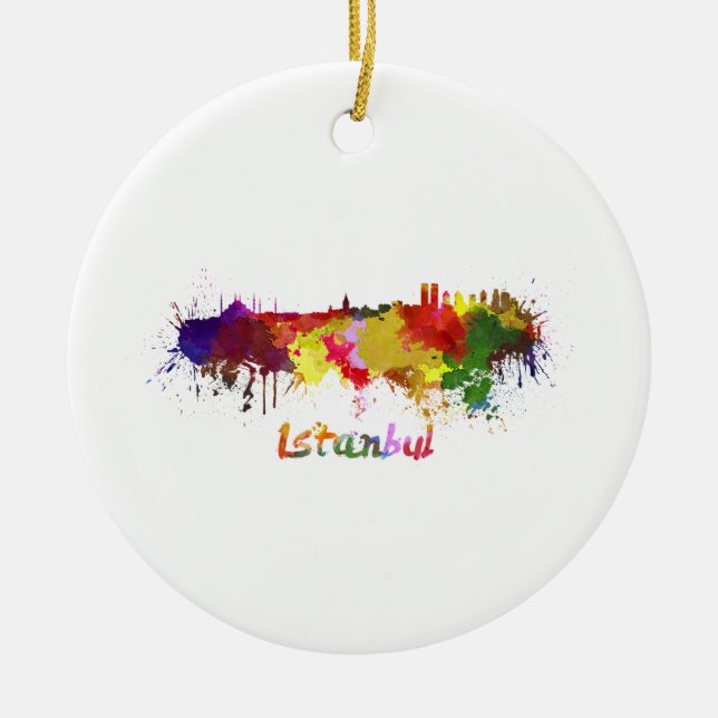Skyline von Istanbul in Aquarell Keramikornament (Vorne)