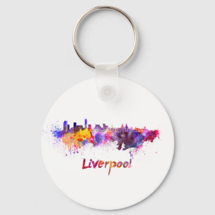 Skyline von Liverpool in Aquarellfarben Schlüsselanhänger