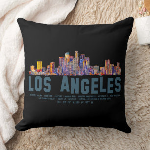 Skyline von Los Angeles. Gebietsnamen und Koordina Kissen