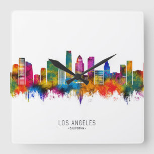 Skyline von Los Angeles Kalifornien Quadratische Wanduhr