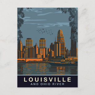 Skyline von Louisville, Ohio River, Reise Postkarte