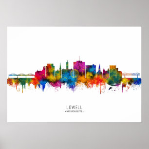 Skyline von Lowell Massachusetts Poster