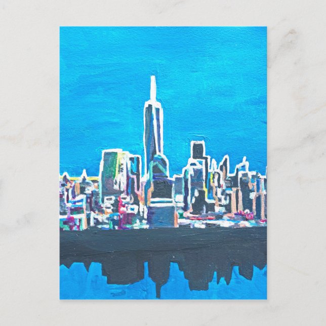 Skyline von Manhattan New York City mit Postkarte (Vorderseite)