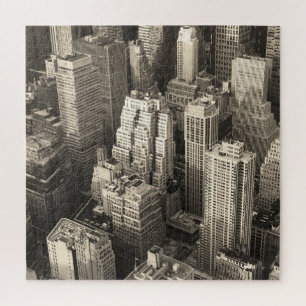 Skyline von Manhattan, schwarz-weiße Luft.