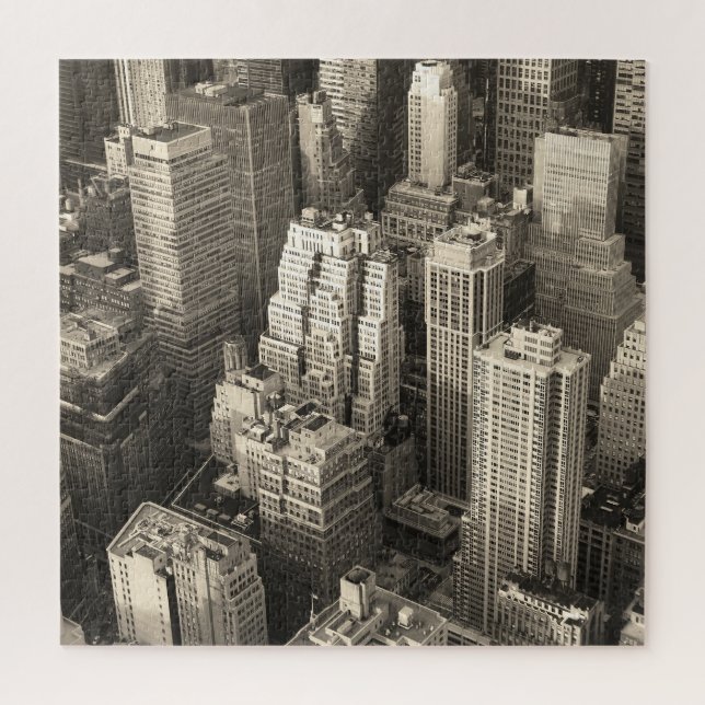 Skyline von Manhattan, schwarz-weiße Luft. (Vertikal)
