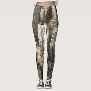 Skyline von Manhattan, schwarz-weiße Luft. Leggings
