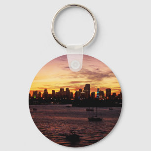 Skyline von Miami Florida bei Sunset Schlüsselanhänger