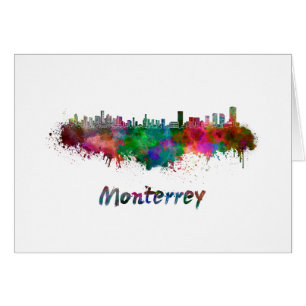 Skyline von Monterrey in Aquarellfarben