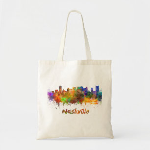 Skyline von Nashville in Aquarellfarbe Tragetasche