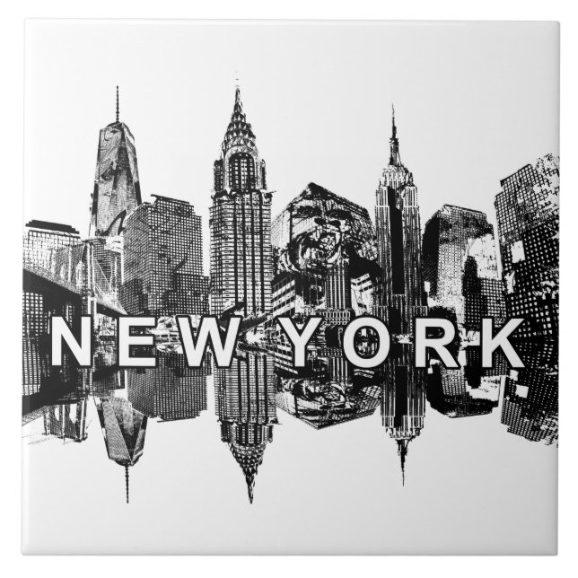 Skyline von New York City Fliese (Vorderseite)