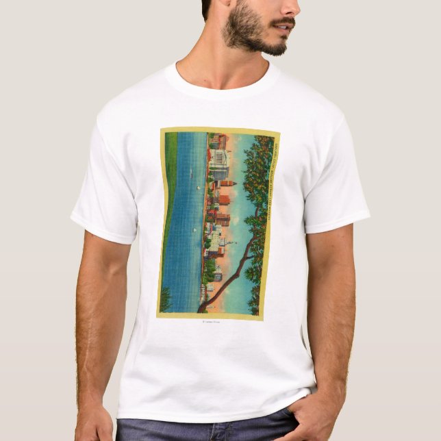 Skyline von Oakland über See Merritt T-Shirt (Vorderseite)