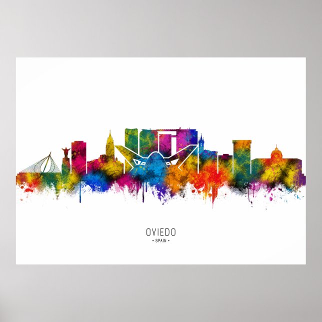 Skyline von Oviedo Spanien Poster (Vorne)