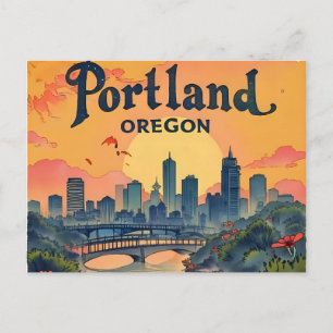 Skyline von Portland Oregon Postkarte
