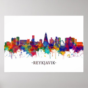 Skyline von Reykjavik Poster