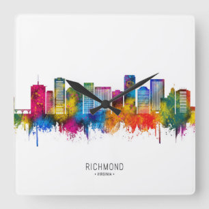Skyline von Richmond Virginia Quadratische Wanduhr
