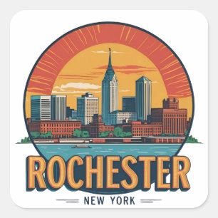 Skyline von Rochester City New York USA Quadratischer Aufkleber