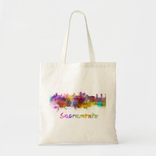 Skyline von Sacramento in Aquarellfarbe Tragetasche