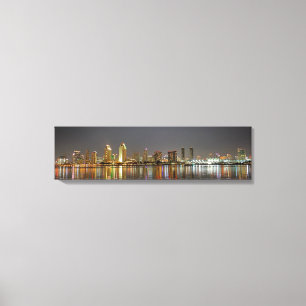 Skyline von San Diego bei Night Panorama Canvas Pr Leinwanddruck