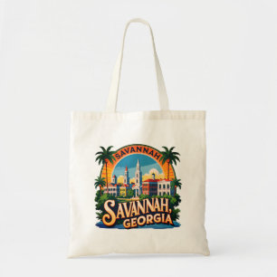 Skyline von Savannah Georgia Tragetasche