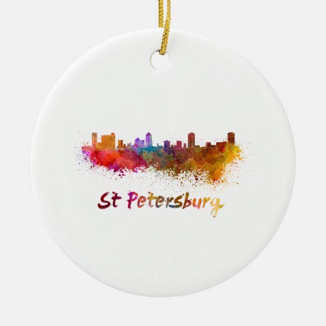 Skyline von St. Petersburg in Aquarell Keramikornament (Vorne)