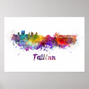 Skyline von Tallinn im Wasser Poster