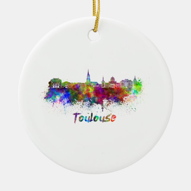 Skyline von Toulouse in Aquarellfarben Keramikornament (Vorne)