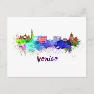 Skyline von Venedig in Aquarellfarben Postkarte