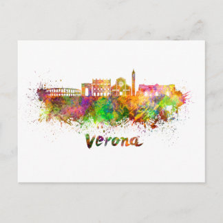 Skyline von Verona in Aquarellfarben Postkarte