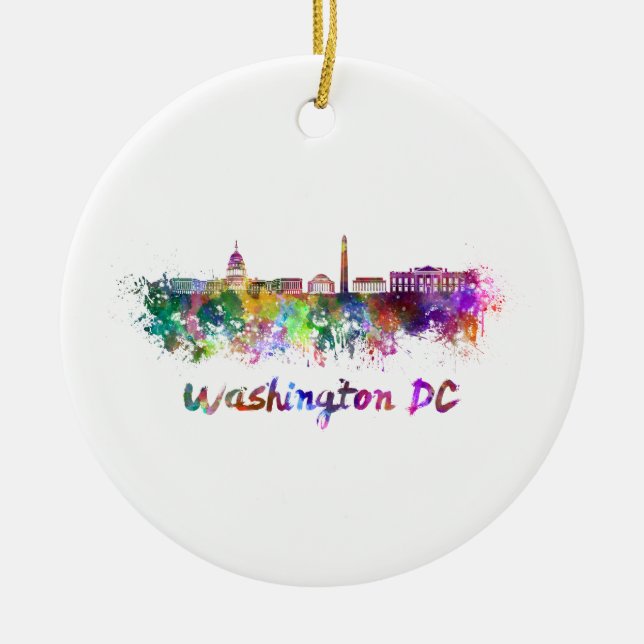 Skyline von Washington DC in Aquarellfarben Keramikornament (Vorne)