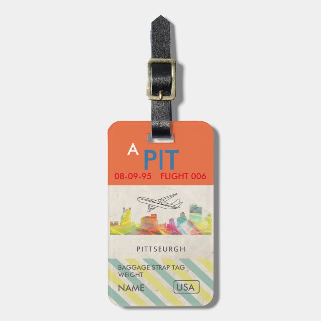 SKYLINE WB1- PITTSBURGHS PENNSYLVANIA GEPÄCKANHÄNGER (Vorderseite vertikal)