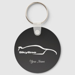 Skyline White Silhouette Logo w/ faux Carbon fiber Schlüsselanhänger