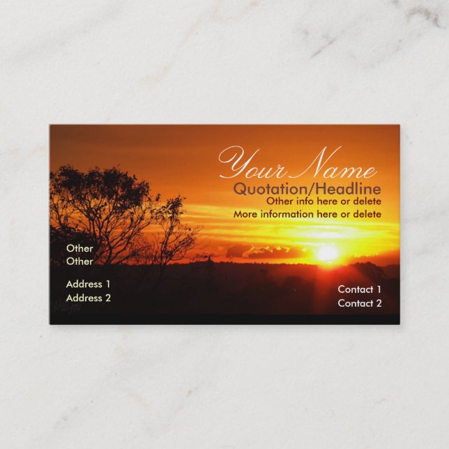 Skyscape Sunset Business Card Visitenkarte (Vorderseite)