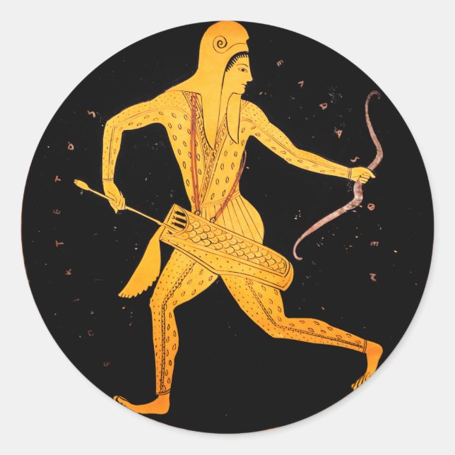 SKYTHIAN ARCHER Tondo Griechisch Dachrot Abbildung Runder Aufkleber (Vorderseite)