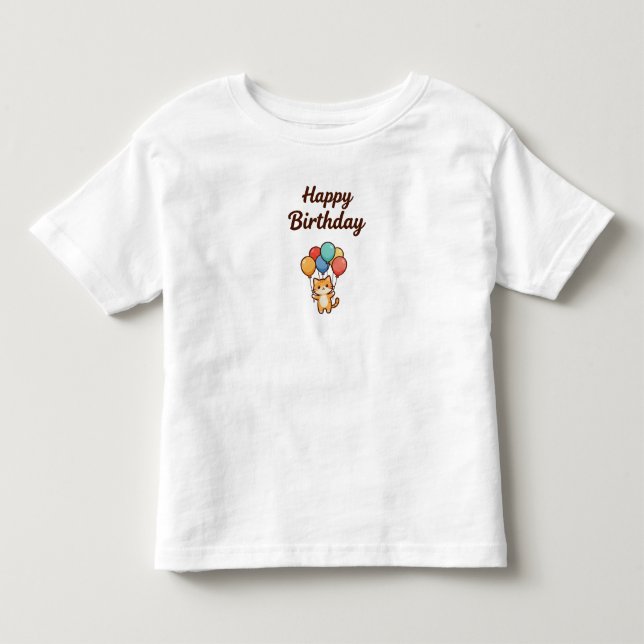 Skyward Birthday Wishings - Kawaii Cat mit Balloon Kleinkind T-shirt (Vorderseite)