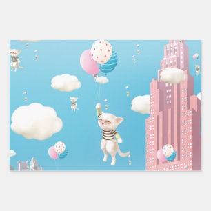 Skyward Bound Kittens Geschenkpapier Set