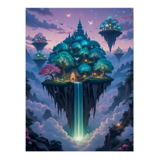 Skyward Whispers: Floating Islands Poster (Vorderseite)