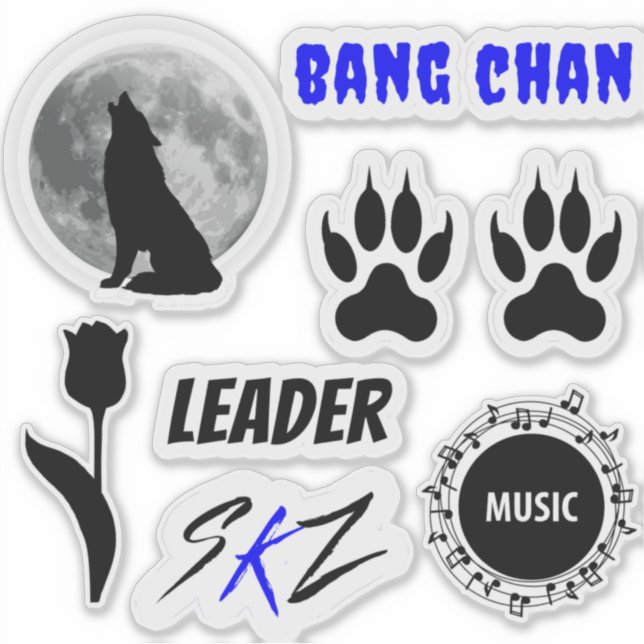 SKZ Bang Chan Aufkleber (Schwarz x Blau) Version (Vorderseite)