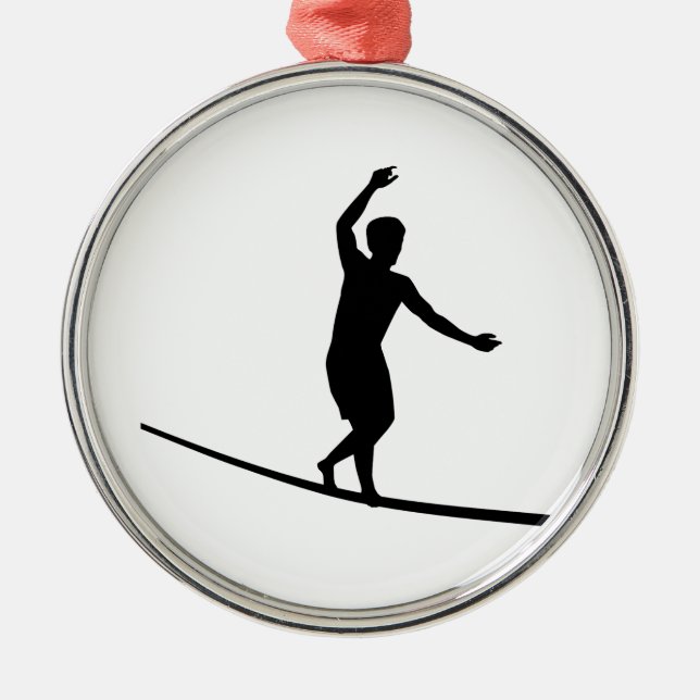 Slackline Silbernes Ornament (Vorne)