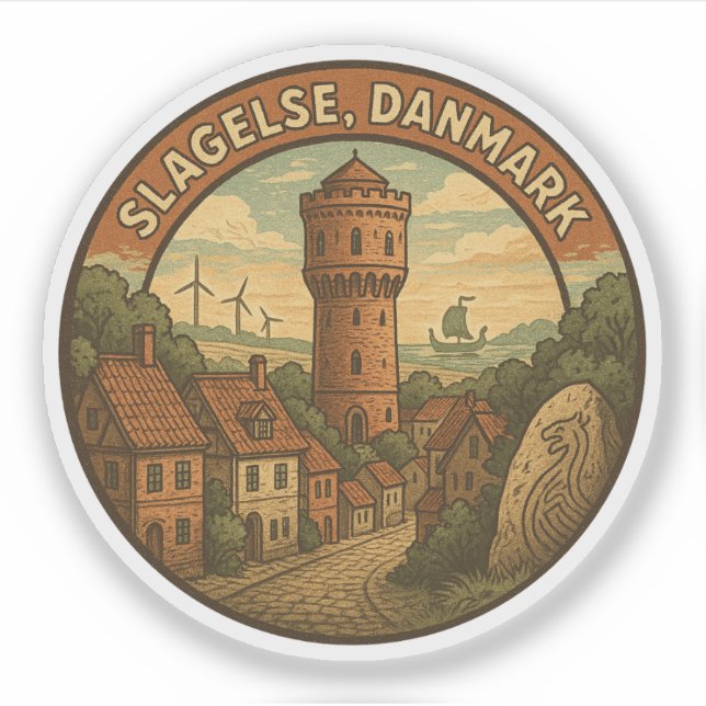 Slagelse Dänemark Turm Aufkleber (Vorderseite)