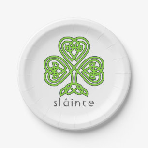 Slainte Celtic Kleeblatt Green St. Patrick's Day Pappteller