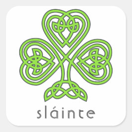 Slainte Celtic Kleeblatt Green St. Patrick's Day Quadratischer Aufkleber