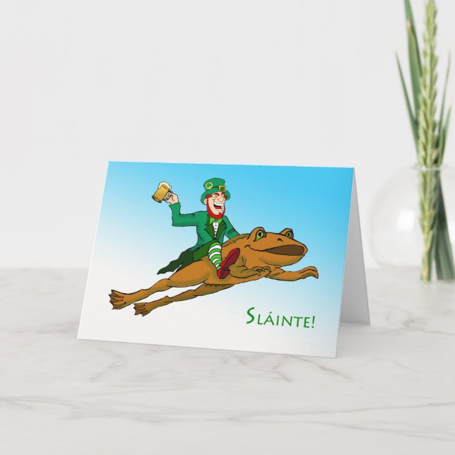 Sláinte Cheers für St. Patrick's Day Beer Pun Karte (Vorderseite)