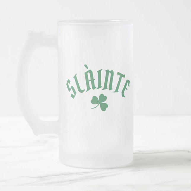 SLÀINTE Funny Irish St. Patrick's Day Green Clover Mattglas Bierglas (Links)
