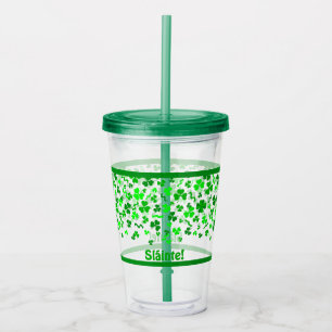 Sláinte Glückliche Irische Shamrocks Design indivi Acryltrinkbecher