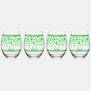 Sláinte Glückliche Irische Shamrocks Design Person Weinglas Ohne Stiel