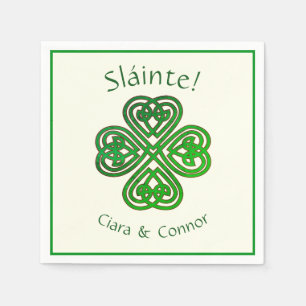 Sláinte Green Celtic Irish Kleeblatt Name Serviette